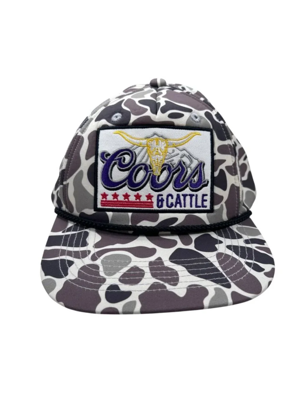Coors & Cattle Camo Trucker Hat Retro Streetwear Western